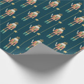 Notenkraker Sterren Strepen Blauwe Kerst Cadeaupapier (Hoek)