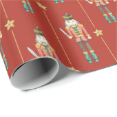 Notenkraker Sterren Strepen Rode Kerst Cadeaupapier (Rol Hoek)