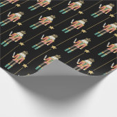 Notenkraker Sterren Strepen Zwarte Kerst Cadeaupapier (Hoek)