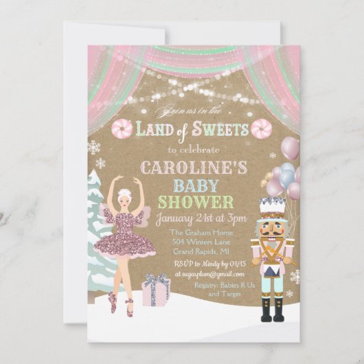 Notenkraker Sugar Plum Baby shower Invitation Kaart (Voorkant)