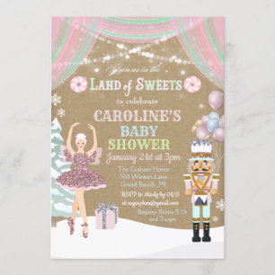 Notenkraker Sugar Plum Baby shower Invitation Kaart