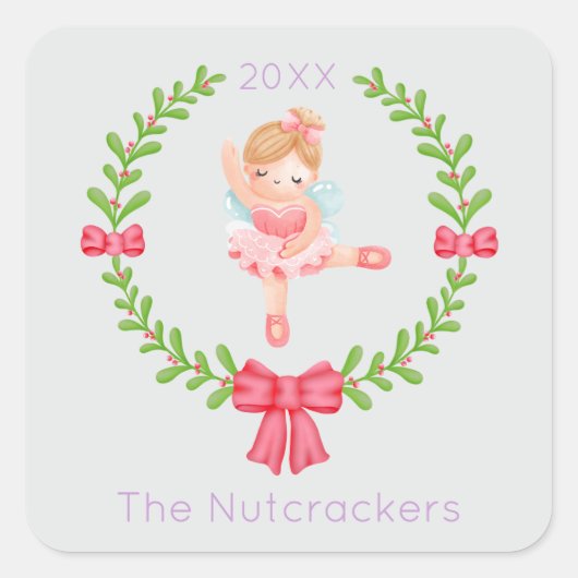 Notenkraker Sugar Plum Fairy Christmas Vierkante Sticker (Voorkant)