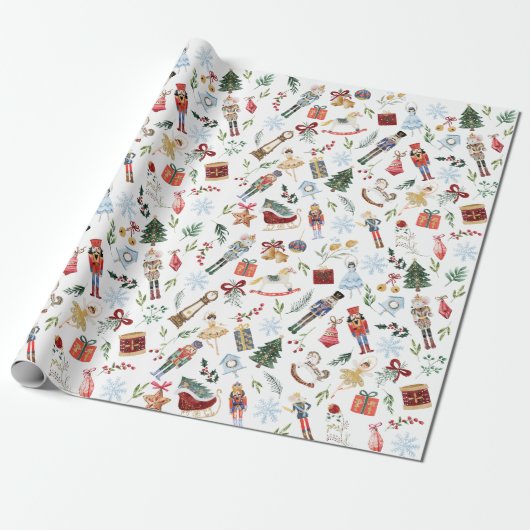 Notenkraker Suite Kerst Gift Wrap Cadeaupapier (Uitgerold)