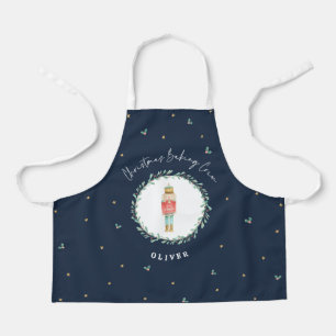 Notenkraker traditionele botanische blauwe kerst schort