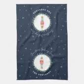 Notenkraker traditionele botanische blauwe kerst theedoek (Verticaal)