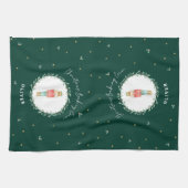 Notenkraker traditionele botanische groene kerst theedoek (Horizontaal)