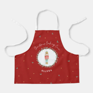 Notenkraker traditionele botanische rode kerst schort