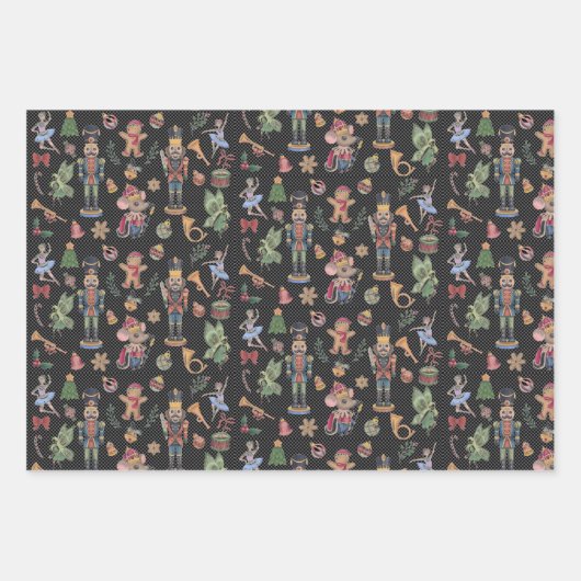 Notenkraker Trio Plum Zwart Groen Inpakpapier Vel (Voorkant 2)