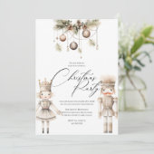 Notenkraker Vakantie Uitnodigen, Elegante Witte Ke Feestdagenkaart (Staand voorkant)