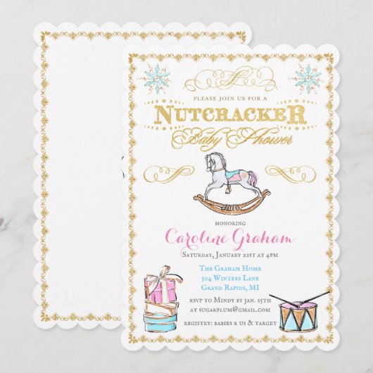 Notenkraker Vakantie Winter Baby shower Invitation Kaart (Voorkant / Achterkant)