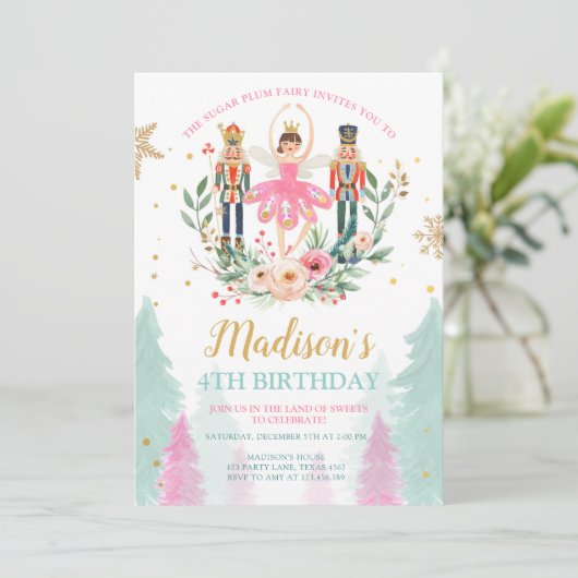 Notenkraker Verjaardag Meisje Ballet Meisje Suger  Kaart (Staand voorkant)