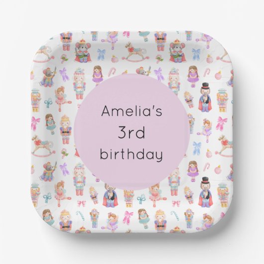 Notenkraker verjaardag papieren bordje (Voorkant)