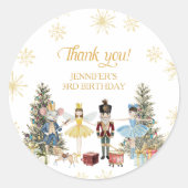 Notenkraker Verjaardagsfeest Dank u Ronde Sticker (Voorkant)