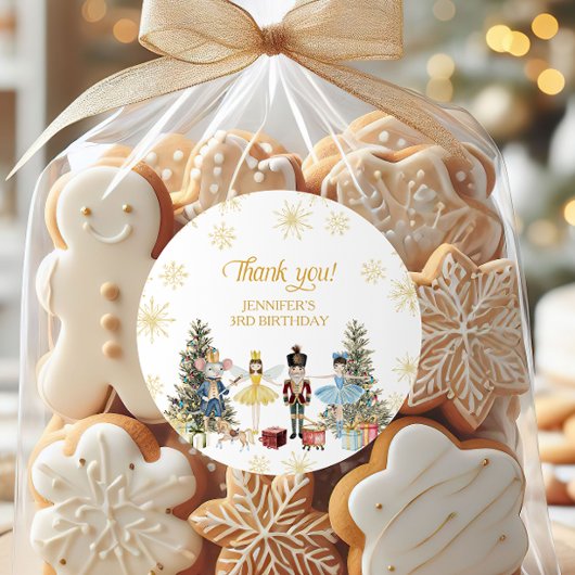 Notenkraker Verjaardagsfeest Dank u Ronde Sticker