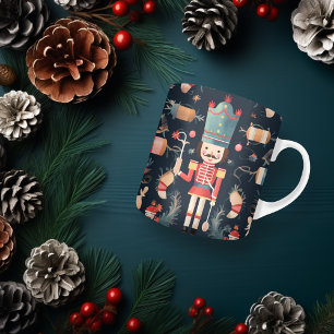 Notenkraker Vintage Rood Blauw Kleurrijk Kerstmis Koffiemok