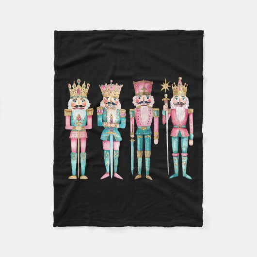 Notenkraker Vrolijk Kerstfeest Familie Pyjama Hol Fleece Deken (Voorkant)