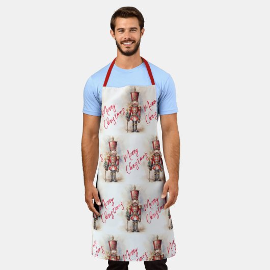  Notenkraker & Vrolijk Kerstfeest Schort (Gedragen)