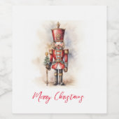  Notenkraker & Vrolijk Kerstfeest Wijn Etiket (Enkel label)