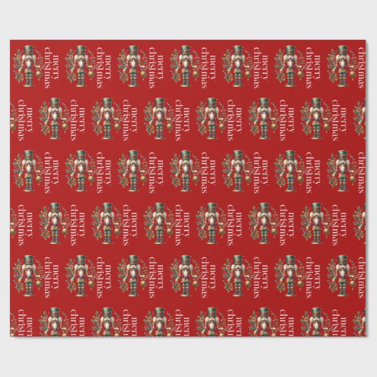 Notenkraker Vrolijk Kerstfeest Witte Retro Typogra Cadeaupapier (Vlak)