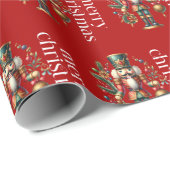 Notenkraker Vrolijk Kerstfeest Witte Retro Typogra Cadeaupapier (Rol Hoek)