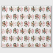 Notenkraker Vrolijk Kerstrood Retro Typografie Cadeaupapier (Vlak)