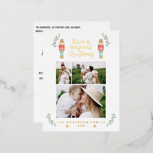 Notenkraker waterverf 3 foto  folie feestdagen briefkaart (Voorkant / Achterkant)