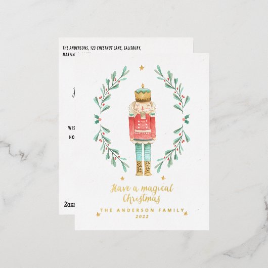 notenkraker waterverf botanisch cute folie feestdagen briefkaart (Voorkant / Achterkant)