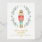 notenkraker waterverf botanisch cute folie feestdagen briefkaart (Voorkant)