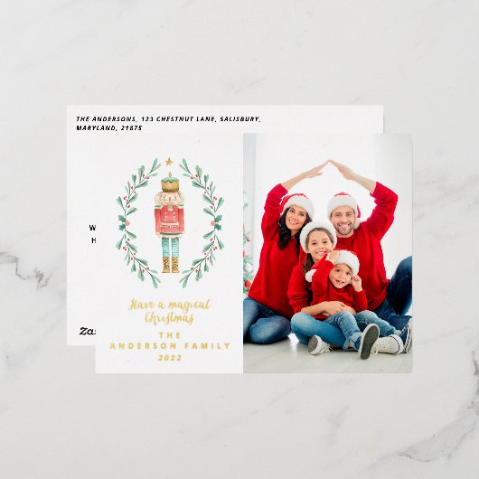 notenkraker waterverf één foto folie feestdagen briefkaart (Voorkant / Achterkant)