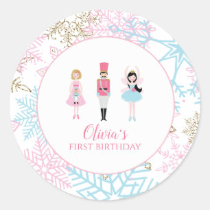 Notenkraker Winter Ballet Sneeuwvlok Verjaardag Ronde Sticker