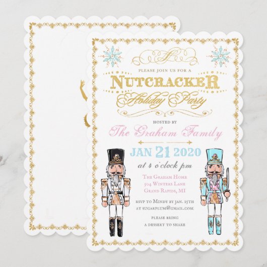 Notenkraker Winter Feestelijke Uitnodiging (Voorkant / Achterkant)