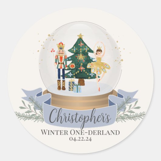 Notenkraker Winter Nederland eerste verjaardagsfee Ronde Sticker (Voorkant)