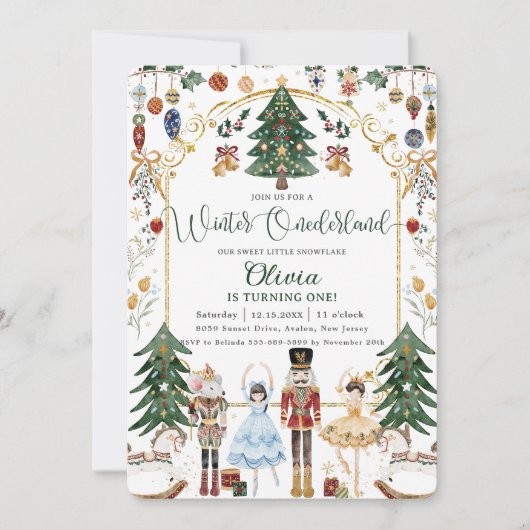  Notenkraker Winter Onederland 1e Verjaardag Kaart (Voorkant)