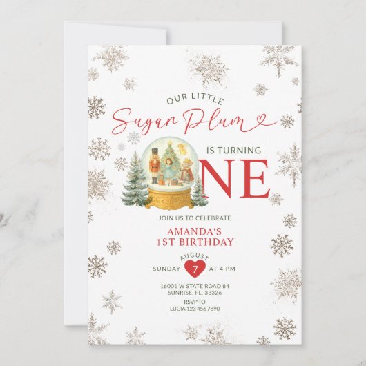 Notenkraker Winter Sneeuwvlokken 1e Verjaardagsfee Kaart (Voorkant)