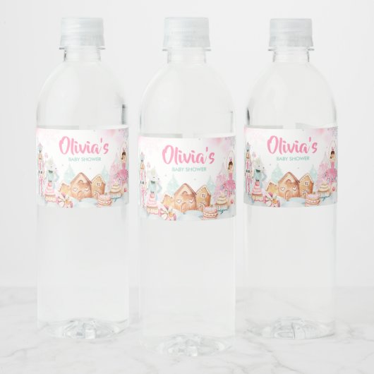 Notenkraker Winter Snowflakes Baby shower Waterfles Etiket (Flessen)