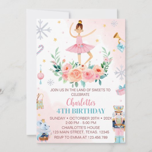 Notenkraker Winter Verjaardag Party uitnodiging (Voorkant)