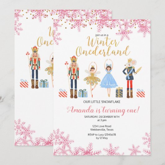 Notenkraker Winter Verjaardag uitnodiging (Voorkant / Achterkant)