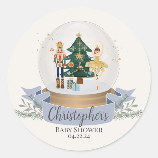 Notenkraker Winter Wonderland baby shower Ronde Sticker (Voorkant)