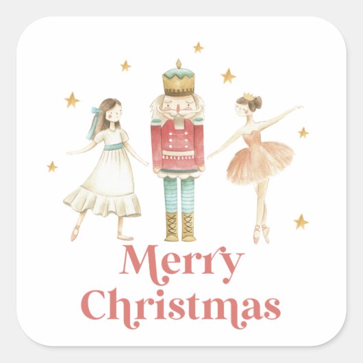 Notenkraker Winterballet Kerstmis Vierkante Sticker (Voorkant)