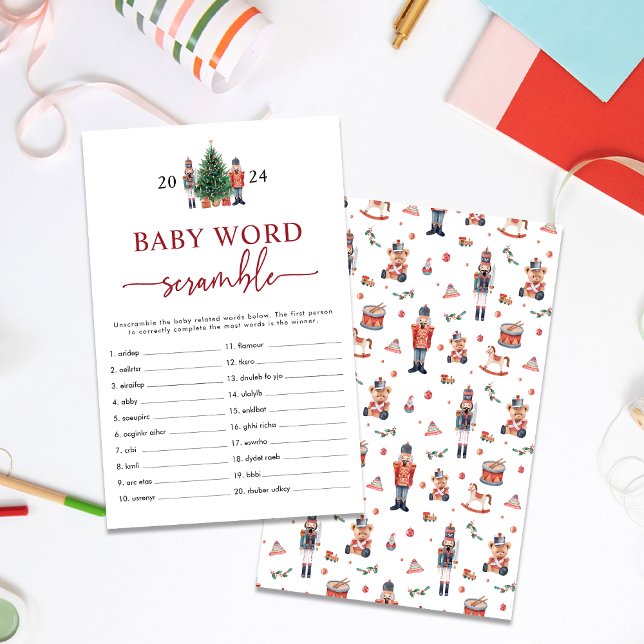 Notenkraker Woord Door Elkaar Spel (Baby Word Scramble Holiday Nutcracker Baby Shower Game)