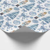 Notenkraker zilverblauw vintage kerstcadeau cadeaupapier (Hoek)