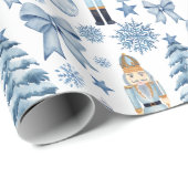 Notenkraker zilverblauw vintage kerstcadeau cadeaupapier (Rol Hoek)