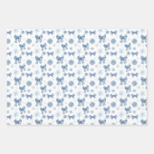 Notenkraker zilveren blauwe bogen kerstcadeau inpakpapier vel (Voorkant 3)