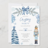 Notenkraker zilveren blauwe boog kerstfeest kaart (Voorkant)