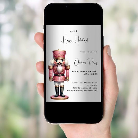 Notenkraker zilveren kerstfeest kaart