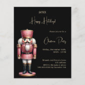 Notenkraker zwart goud kerstfeest uitnodiging (Voorkant)