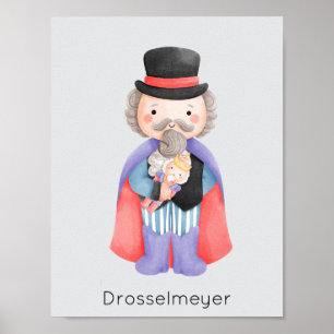 Notenkrakerballet Drosselmeyer Pastel Christmas Poster