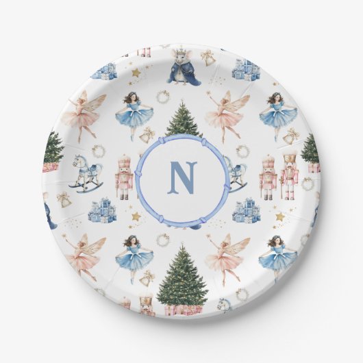 Notenkrakerballet kerstmonogram papieren bordje (Voorkant)