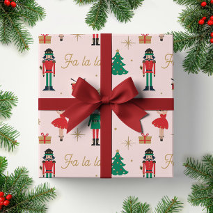 Notenkrakerballet Roze Fa la Christmas Inpakpapier Vel