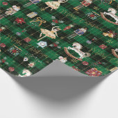 Notenkrakerballet Vrolijk Kerstgroen Plaid Cadeaupapier (Hoek)